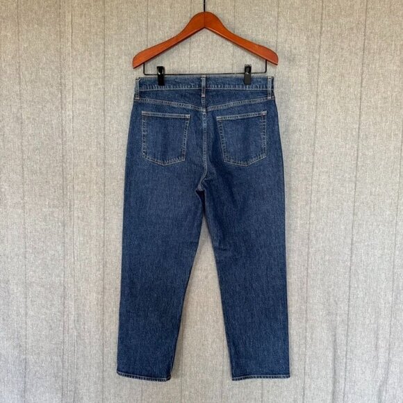 Gap Cheeky Straight High Rise Dark Indigo Blue Denim Button Fly Jeans Size 12 - Picture 5 of 14